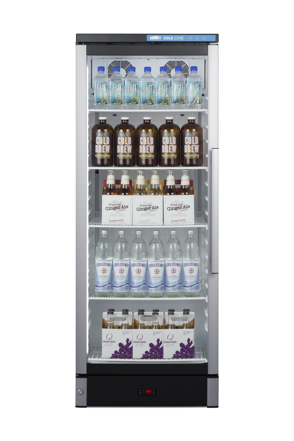 Commercial glass door beverage center with lock